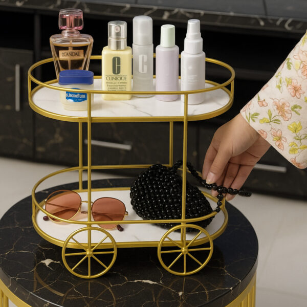 2Tier Makeup Organizer & Utility Cart – Multi Functional Storage for Office, School, Living Room, or Tea Trolley Use