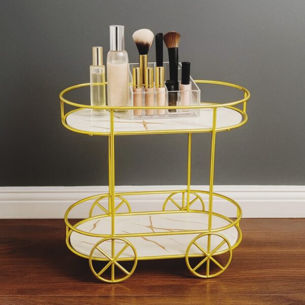 2-Tier Makeup Organizer & Utility Cart – Multi Functional Storage for Office, School, Living Room, or Tea Trolley Use - Image 6
