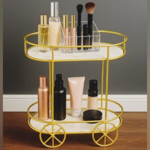 2Tier Makeup Organizer & Utility Cart – Multi Functional Storage for Office, School, Living Room, or Tea Trolley Use