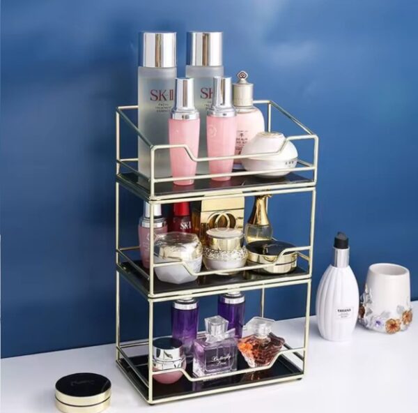 3-Layer Premium Free-Standing Makeup Organizer Shelf – Stylish & Functional Storage Solution - Image 4