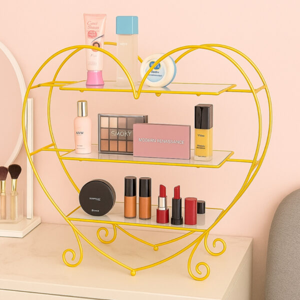 3-Tier Heart Design Makeup Organizer A Beautiful Luxury Design for Your Vanity - Image 3