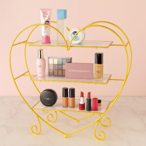 3-Tier Heart Design Makeup Organizer A Beautiful Luxury Design for Your Vanity