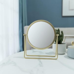 360-Degree Rotating Vanity Mirror-Sleek Round Design for Beauty Routines