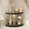 Bathroom acrylic corner countertop shelf for shampoo skincare soap and essentials