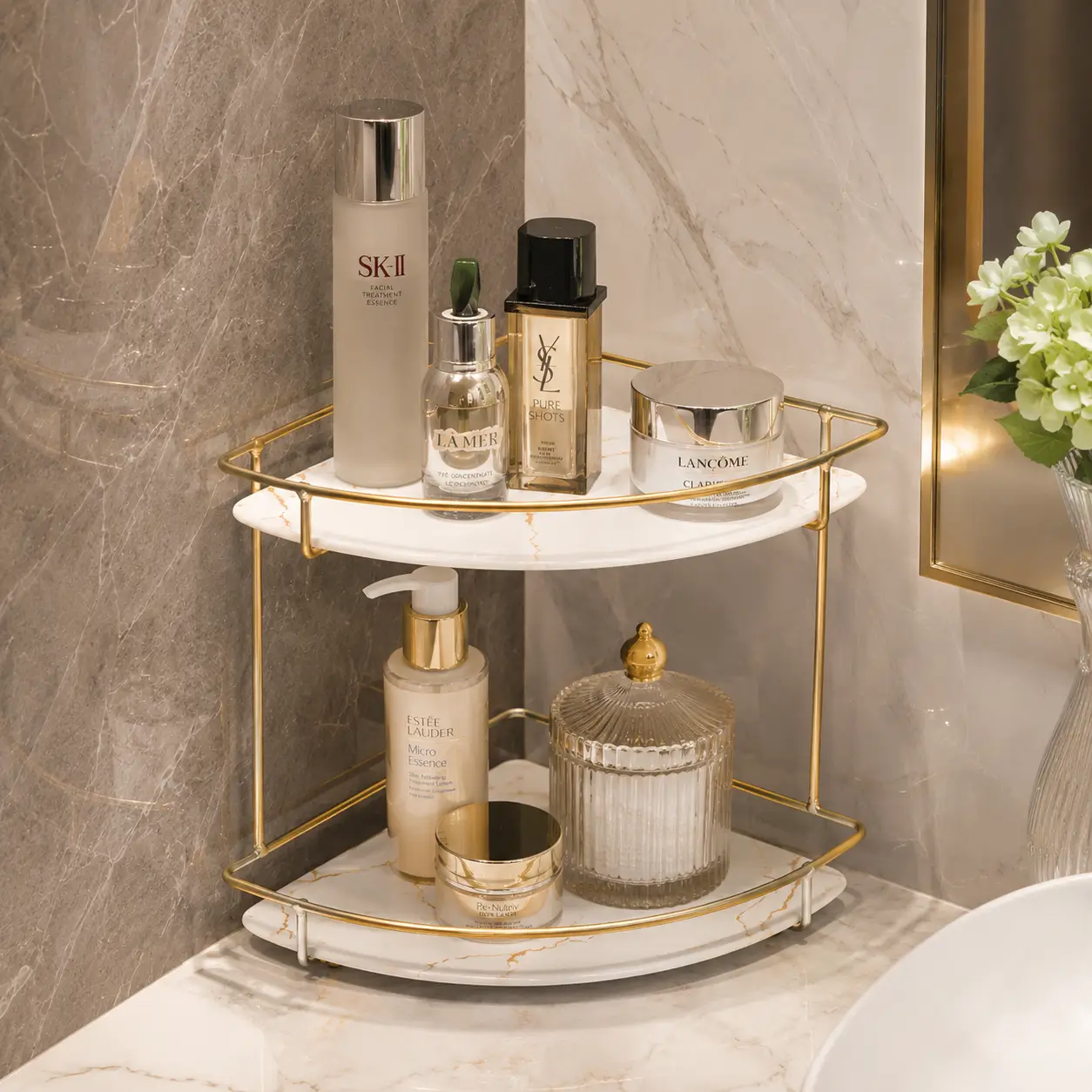 Bathroom Acrylic Corner Countertop Shelf - Image 2