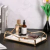 Beautiful Acrylic & Metal Rectangular Decorative Cosmetics Tray – Stylish Organizer for Makeup, Jewelry & Perfume (1)