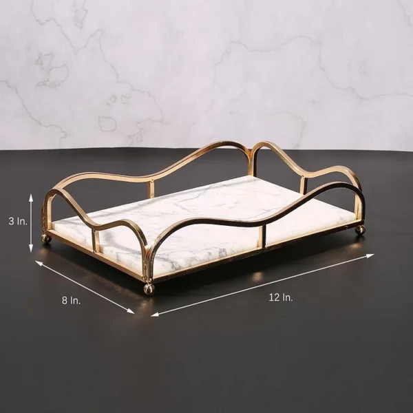 Beautiful Acrylic & Metal Rectangular Decorative Cosmetics Tray – Stylish Organizer for Makeup, Jewelry & Perfume - Image 5