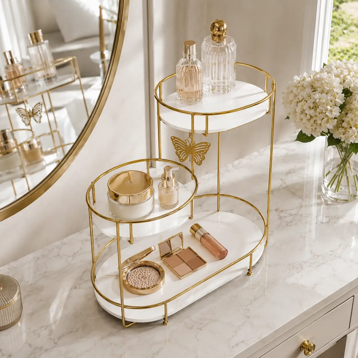 3-Tier Butterfly Makeup and Perfume Organizer - Image 3