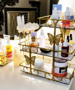3-Tier Butterfly Countertop Cosmetic Storage Stand for makeup and beauty essentials