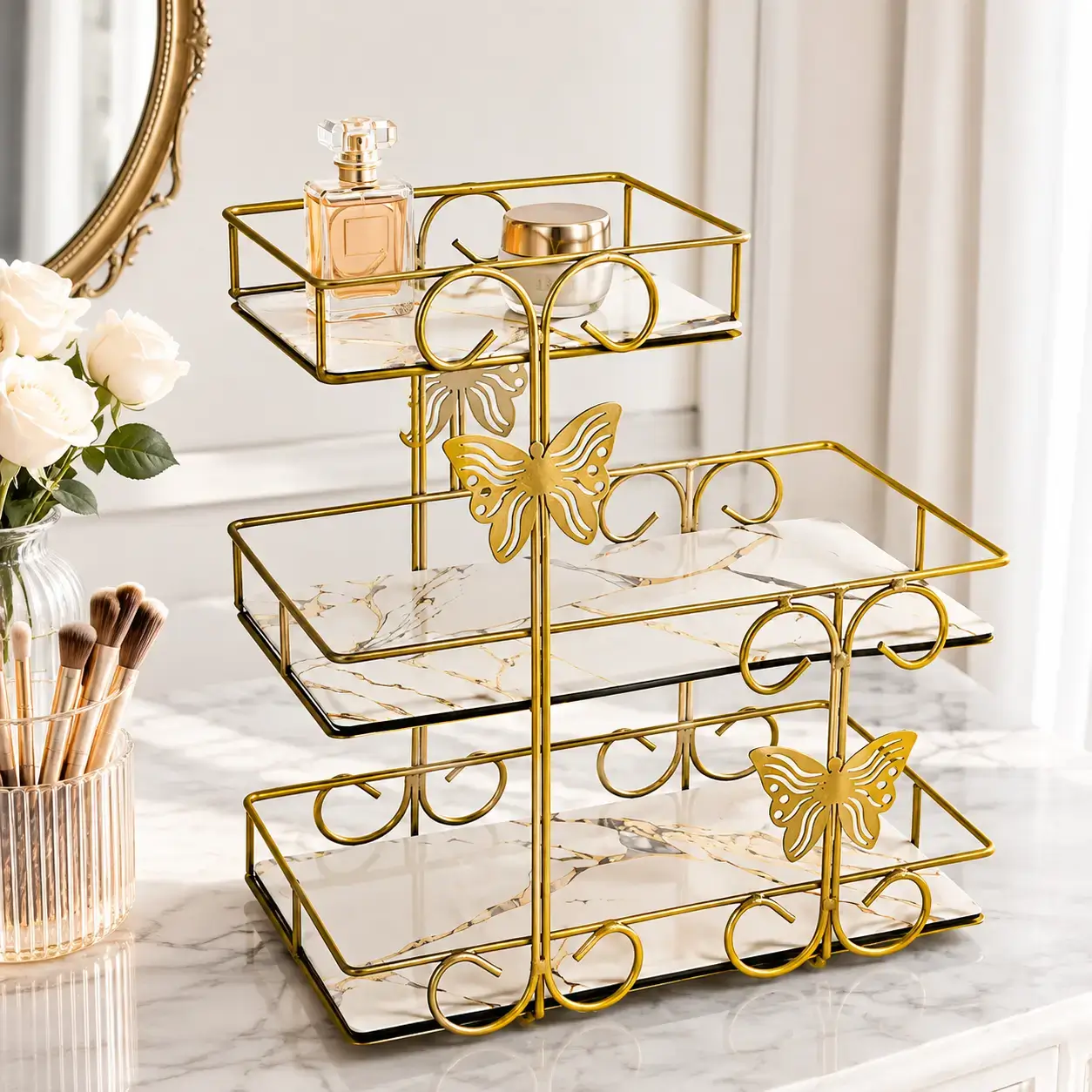 3-Tier Butterfly Countertop Cosmetic Storage Stand - Image 3
