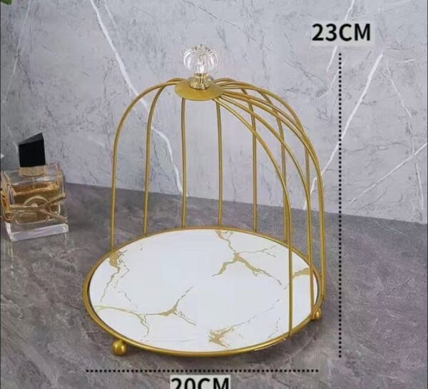 Cosmetics Cage Organizer - Makeup Holder and Cake Stand with Bird Cage DesignTrays - Image 6