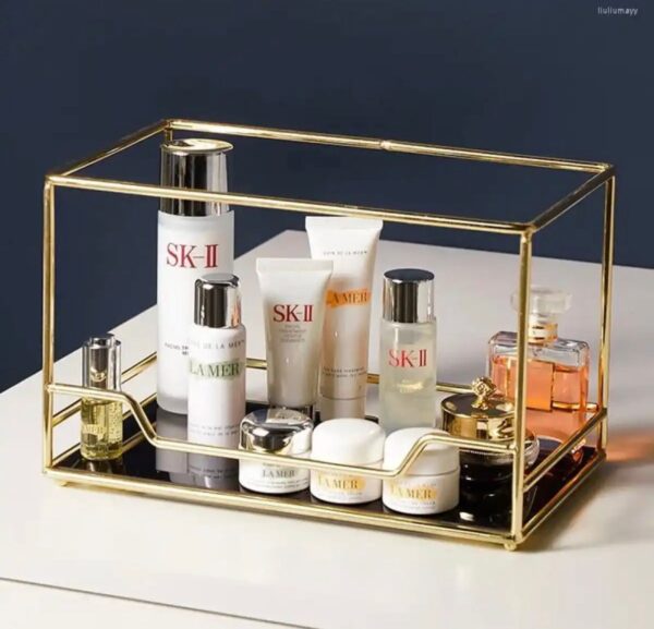 Cosmetics Organizer Tray for Jewelry, Perfume & Makeup - Elegant Storage for Vanity & Countertop - Image 3