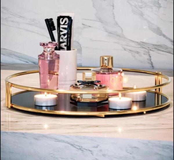 Cosmetics Organizer Tray with Mirror – Stylish Storage for Makeup, Jewelry & Vanity Essentials (2)