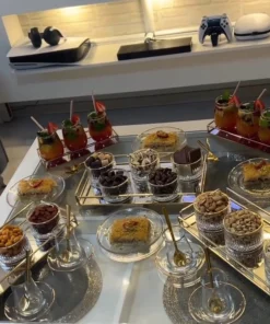 Cosmetics Organizer Tray with Mirror – Stylish Vanity & Food Display for Home Decor Lovers (1)