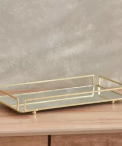 Cosmetics Organizer Tray with Mirror – Stylish Vanity & Food Display for Home Decor Lovers (3)