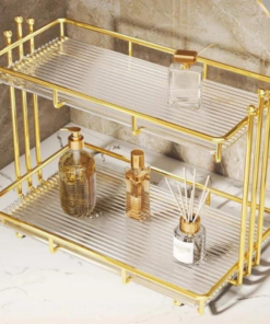 Elegant European Style Bathroom Organizer for Cosmetic Storage and Vanity Decor (1)