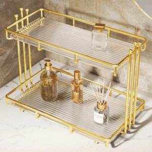 Elegant European Style Bathroom Organizer for Cosmetic Storage and Vanity Decor (1)