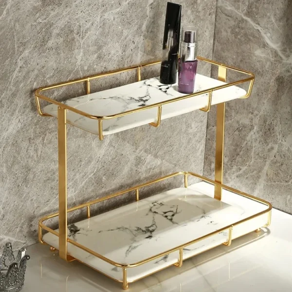 Elegant European Style Bathroom Organizer for Cosmetic Storage and Vanity Decor - Image 3