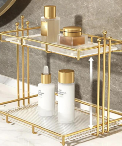 Elegant European Style Bathroom Organizer for Cosmetic Storage and Vanity Decor (2)