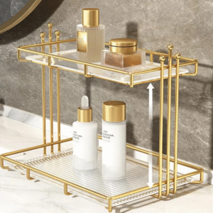 Elegant European Style Bathroom Organizer for Cosmetic Storage and Vanity Decor (2)