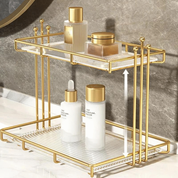 Elegant European Style Bathroom Organizer for Cosmetic Storage and Vanity Decor (2)