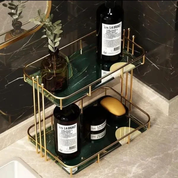 Elegant European Style Bathroom Organizer for Cosmetic Storage and Vanity Decor - Image 5