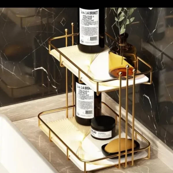 Elegant European Style Bathroom Organizer for Cosmetic Storage and Vanity Decor (3)