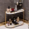 European Design Free-Standing 2-Tier Makeup Organizer Shelf – Elegant Cosmetic Storage Solution (2)