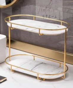 Alternative view of European Design Free-Standing 2-Tier Makeup Organizer Shelf – Elegant Cosmetic Storage Solution