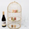 Gold 3-Tier Hanging Bird Cage Cupcake Stand – Metal Mirror Glass & Acrylic Tray for Party Display (9)