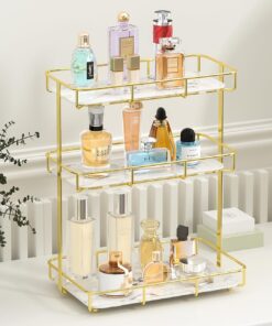 Gold Free Standing 3-Tier Shelf – Luxury Organizer for Perfume & Makeup Storage