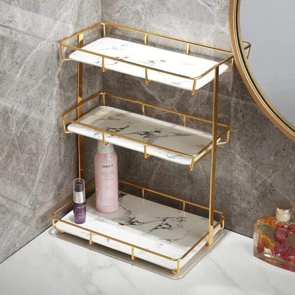 Gold Free Standing 3-Tier Shelf – Luxury Organizer for Perfume & Makeup Storage - Image 3
