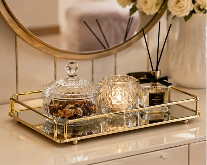 Gold Metal Serving Tray - Image 2