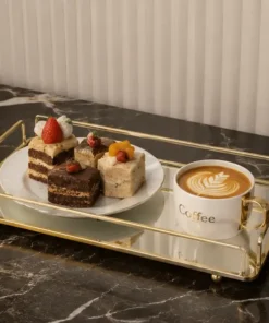 Gold Metal Serving Tray -Luxury Serving Tray by Wahaj Decor