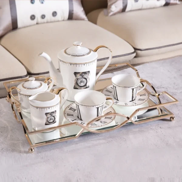 Gold Mirror Tray – Rectangular Decorative Tray for Home Decor & Coffee Table Styling (1)