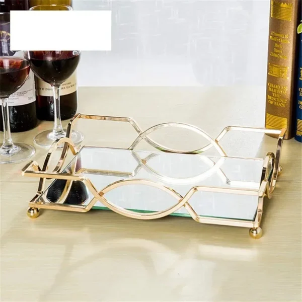 Gold Mirror Tray – Rectangular Decorative Tray for Home Decor & Coffee Table Styling - Image 5