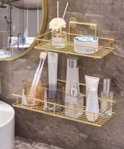 Golden Glow Bathroom Shelf – Luxury Wall-Mounted Storage for a Stylish Home Upgrade