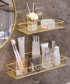 Golden Glow Bathroom Shelf – Luxury Wall-Mounted Storage for a Stylish Home Upgrade