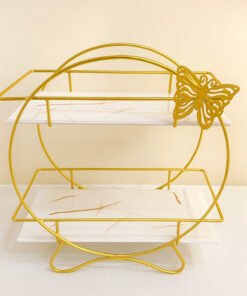 Luxury 2-Tier Cosmetic Organizer-Multi-Functional Vanity Storage Shelf for Bathroom & Countertops