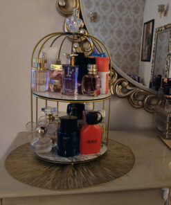 Alternative view of 2 Tire Cosmetics Cage Organizer – Makeup Holder and Cake Stand with Bird Cage Design Trays