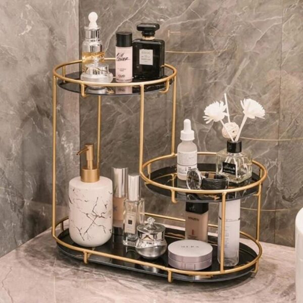 Luxury Design Free-Standing 3-Tier Makeup Organizer Shelf – Elegant Storage for Vanity (1)