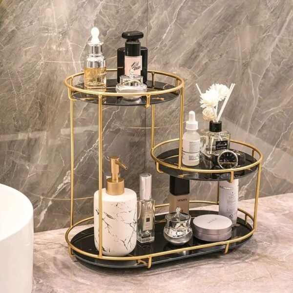Luxury Design Free-Standing 3-Tier Makeup Organizer Shelf – Elegant Storage for Vanity - Image 5
