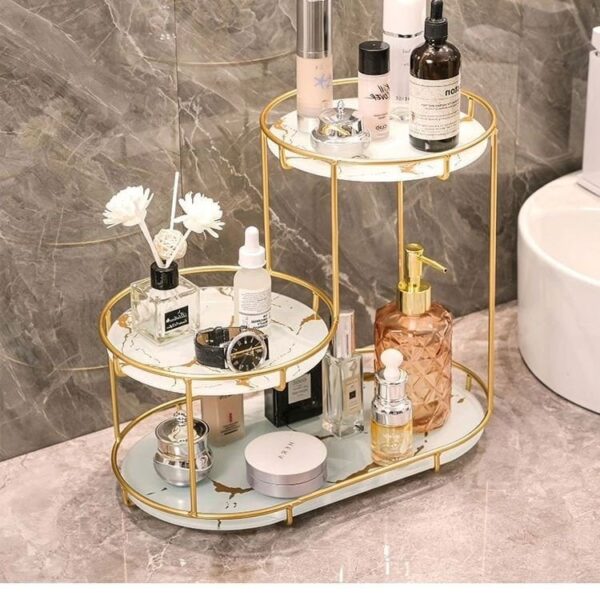 Luxury Design Free-Standing 3-Tier Makeup Organizer Shelf – Elegant Storage for Vanity - Image 2
