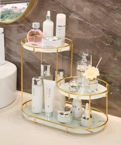 Luxury Design Free-Standing 3-Tier Makeup Organizer Shelf – Elegant Storage for Vanity