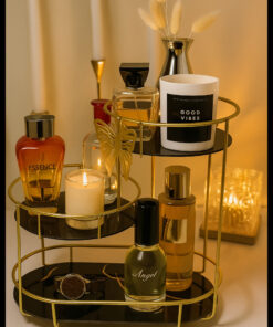 Luxury Design Round 3-Tier Free-Standing Makeup Organizer Shelf – Butterfly Accent Storage Display