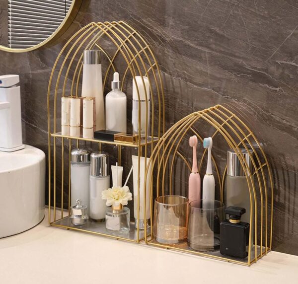 2-layers Luxury Golden Arch-Shaped Organizer Shelf - Image 6