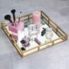 Luxury Golden Rectangle Display Tray – Elegant Organizer for Makeup, Lipstick, Perfume & Jewelry (1)