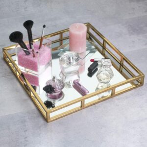 Luxury Golden Rectangle Display Tray – Elegant Organizer for Makeup, Lipstick, Perfume & Jewelry (1)