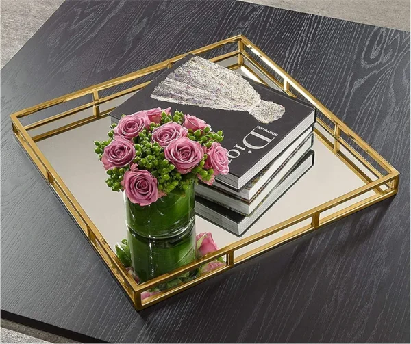 Luxury Golden Rectangle Display Tray – Elegant Organizer for Makeup, Lipstick, Perfume & Jewelry - Image 4