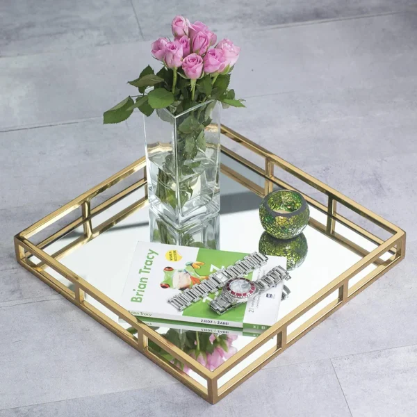 Luxury Golden Rectangle Display Tray – Elegant Organizer for Makeup, Lipstick, Perfume & Jewelry - Image 5